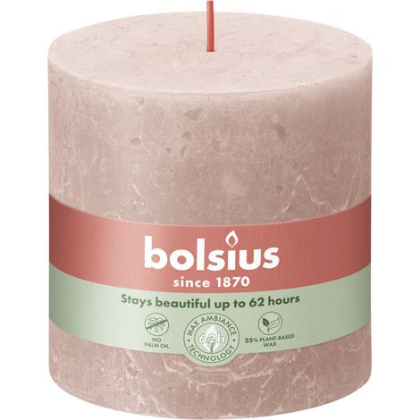 Bolsius Rustik Stumpenkerzen nebliges rosa, Höhe  10 cm, Ø 10 cm Stumpen- und Kugelkerzen