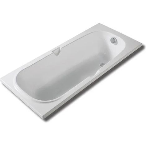 Bañera empotrada ultracompacta con asas integradas y 5 pies ajustables, 140 x 70 cm (1/2)