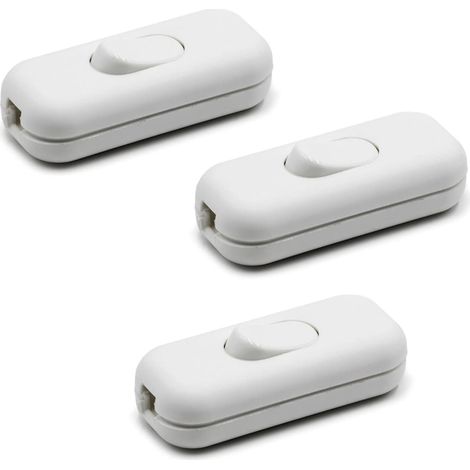 3er-Pack einpolige Tischlampenschalter, weiß, 2 A, 250 V, einfache Installation, Kippschalter zum Ein-/Ausschalten (1/5)