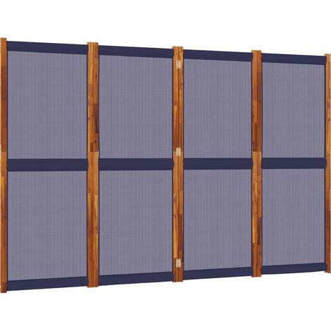 Paravento divisorio 4 pannelli 280 x 180 cm tessiline blu e legno DEC030859