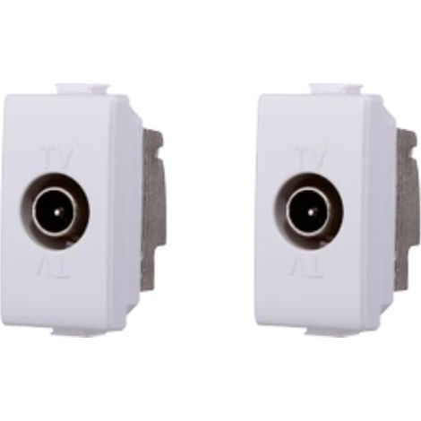 gloca Set 2 Connettori Tv Maschio Passante Compatibili Plana