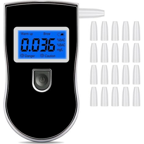 Alcootest Ethylotest Electronique, Portable Numérique Testeur d'alcool avec Ecran LCD d'Affichage, Professionnel Portable Testeur d'alcool pour Usage Personnel et Professionnel, 20 Embouchures (1/5)