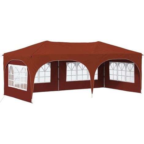 Tente de réception pliable, 575 x 288 x 245 cm, terre cuite. (1/2)
