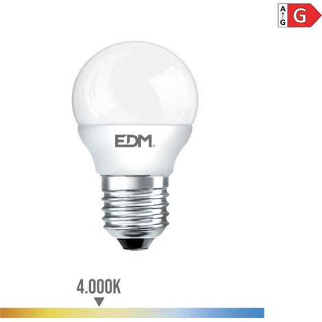 Lampadina LED EDM sferica E27 5W 400lm 4000K Luce naturale Ø4.5x8cm (1/2)