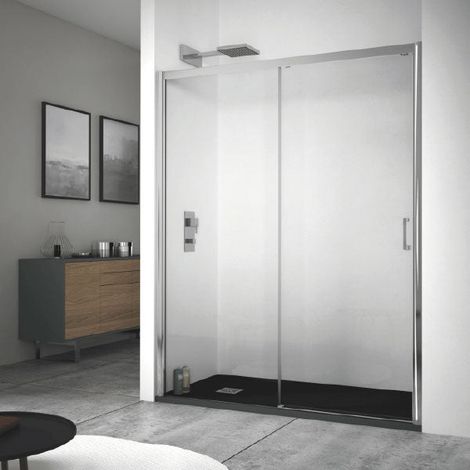 Mampara de ducha frontal + Puerta Corredera 160  cm  KENNEDY Cristal transparente Sin lateral