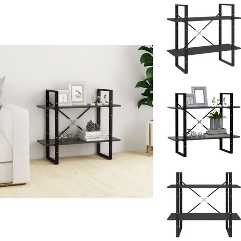 Bücherregal 2 Fächer Grau 80x30x70 cm Holzwerkstoff - Bücherregal - Regal - Industrielles Design - Graues Bücherregal - Holzkasten (1/5)