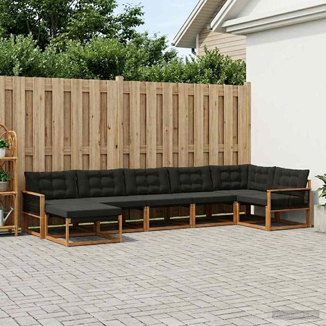 vidaXL Outdoor-Sofagarnitur 7 Stk. Natürlich und Schwarz (1/5)