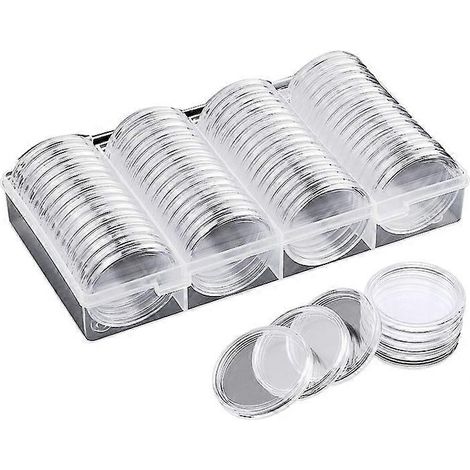 Capsules pour pièces de monnaie de 40 mm, étui à pièces, boîte de rangement pour pièces de monnaie. (1/4)