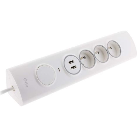 Multiprise d'angle 3P 16A + 1P 16A latérale + 2 USB parafoudre précâblée - Blanc (1/5)