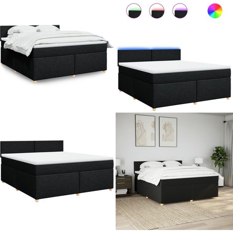 vidaXL Sommier à lattes de lit avec matelas Noir 180x200 cm Tissu (1/5)