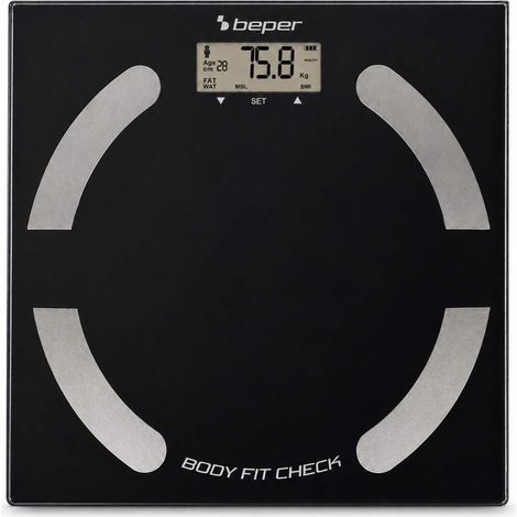 Balance d'impédance numérique BEPER P303BIP051 : mesure de la masse musculaire, de la masse osseuse et de l'hydratation, 10 mémoires utilisateur, capacité de 180 kg, écran LCD. (1/5)