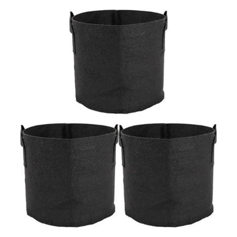 Juego de 3 bolsas de cultivo, bolsas de tela no tejida con ventilación, macetas transpirables y asas para jardín y hogar. (1/4)