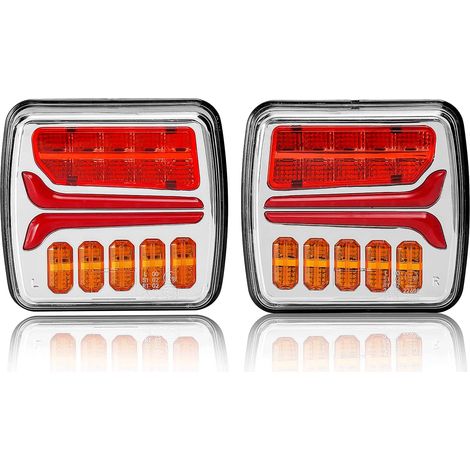 Feu Remorque LED 12V 24V Submersible Feux de Remorque Feux Arriere Remorque 5 Fonctions Feux Stop,Feux Position,Clignotant,Feux Plaque d'immatriculation,Catadioptre,feu arrière étanche 2pcs (1/5)
