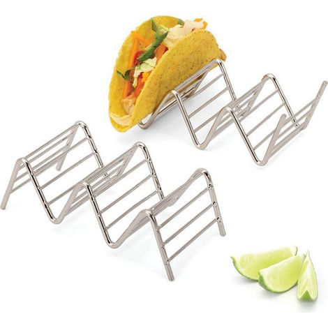 Support Tacos - Acier Inoxydable - Compatible Tacos Durs et Mous - Lot de 2 - Dimensions 2,5 x 5,5 x 1,75 Pouces (1/5)
