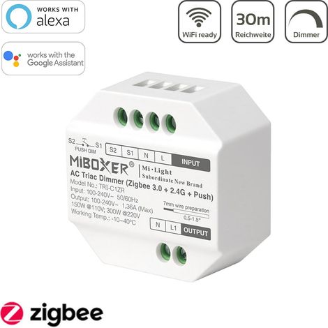 MiBoxer Zigbee 3.0 LED Funkdimmer Triac RF+Push Dimmer TRI-C1ZR (1/5)