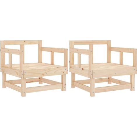 Chaises de jardin, lot de deux, en pin massif. (1/5)