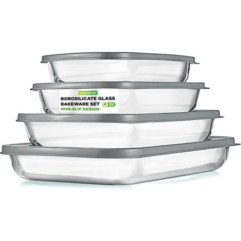 Ensemble de 8 moules en verre – 4 bocaux de rangement en verre avec couvercle (1/4)