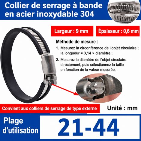 Collier de serrage en acier inoxydable 304 type allemand 21-44 mm lot de 5 21-44 mm 5 1 kg – Livraison gratuite