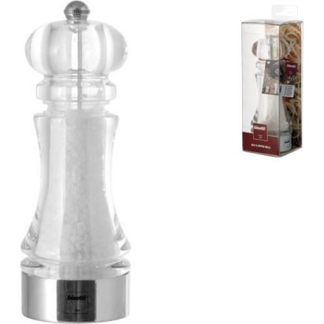 Moulin À Sel Manuel Acrylique Transparent Design Épuré 17,5 Cm Pour Cuisine ×1