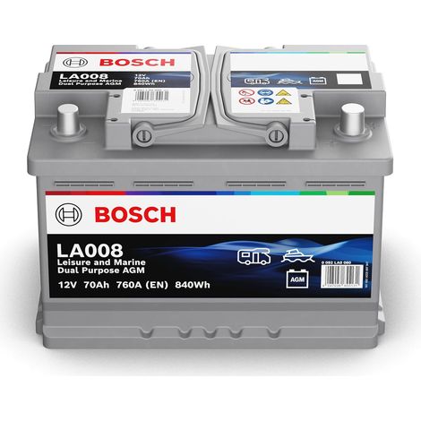 BOSCH - Batterie à décharge lente et de démarrage 70Ah 760A 12V AGM - 0092LA0080 - Ce produit de marque BOSCH est neuf. (1/2)