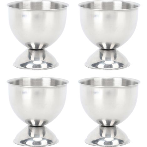 Set mit 4 Eierbechern aus Edelstahl, 40 ml, hitzebeständig, glatte Oberfläche für weichgekochte Eier (1/5)