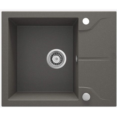Lavello cucina in granito con 1 vasca e gocciolatoio 59x49 cm antracite metallizzato - Nexyo