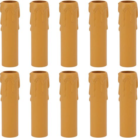 Jeffergarden 10 pièces 4 pouces bougie couvre manches Simulation Vintage cire goutte bougie douille couvre pour lustre jaune (1/5)