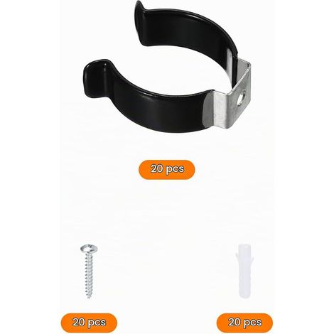 T10 U Clips Console Bracket for LED Light Bulb Mounting Console Bracket Stainless Steel Fluorescent Tube Bracket Screw Pipe Clamps Black (1/4)