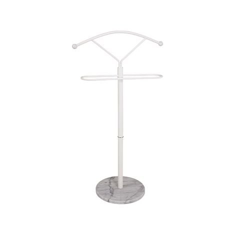 Valet de nuit 50x32x105 cm en métal blanc et socle en marbre