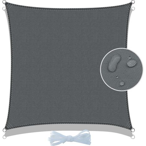 Voile d'ombrage carré 3x3m Imperméable Toile Ombrage UV Protection pour Patio Jardin, Terrasse,Extérieur, Balcon, Gris (1/5)