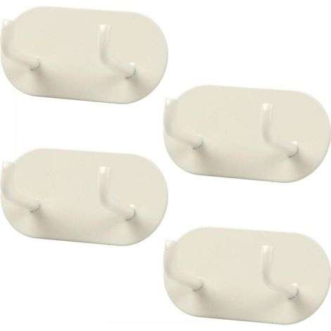 [NON UTILIZZATO] (Crema 4 pezzi) Ganci da parete per adesivo, porta asciugamani bagno, gancio per asciugamani in metallo, gancio per bagno senza forare per bagno, camera da letto, cucina (1/4)