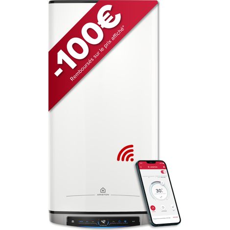 Ariston VELIS EVO DUNE DRY WIFI 80L – Chauffe-eau électrique plat et connecté  – 25% d'Économie d'Énergie – Résistances DRY adaptées aux eaux calcaires (1/5)