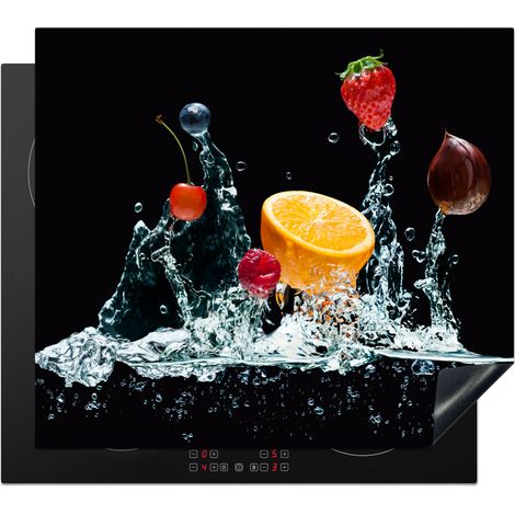 Induction Hob Protector Water - Fruit - Orange - Strawberry - Cherry - Black 58.3x51.3 cm