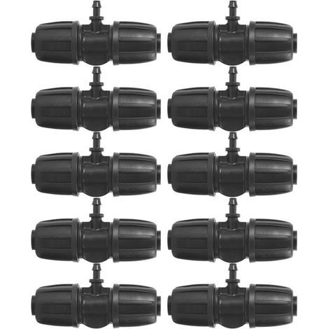 BUNTHAUS 10 Stück 16 mm bis 4/7 Bewässerungsanschlüsse, 16PE Widerhaken-T-Stück Tropfbewässerungsrohranschlüsse, 5/8 Zoll (16 mm) bis 4/7 (7 mm Außendurchmesser, 4 mm Innendurchmesser) Zerstäuberdüse, (1/5)