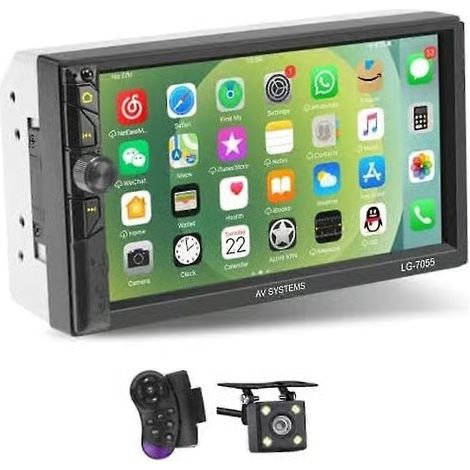 Autoradio Double DIN, autoradio 7 pouces, écran tactile avec caméra de recul, Carplay (1/5)