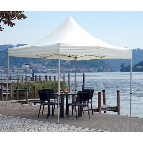Faltbarer Pavillon 300x300 cm, mit weißer kunststoffbeschichteter Leinwand MALIGI HOME MG-LORENZA Weiß (1/5)