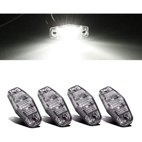Side Marker Lights, Waterproof Side Marker Lights, 2 LED Waterproof Clearance Lights for 12V 24V Universal Truck, Trailer, Lorry, Caravan, Bus - 4 Pcs White (1/4)