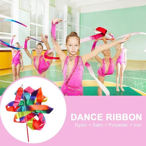 m langes Kunstseidenband für rhythmischen Tanz, Ballett und Gymnastikstäbe für Kinder – Farbverlauf
