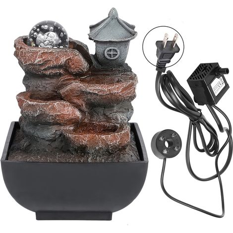 Fontaine de bureau domestique avec eau courante, décoration lumineuse pour jardin, ornement avec boule (prise américaine 110 V) (1/5)