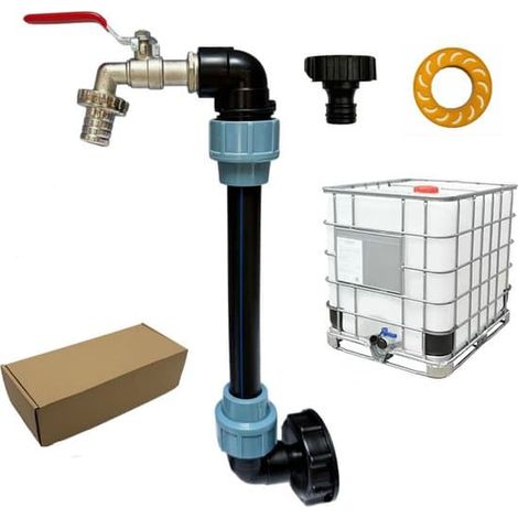 Convient pour une cuve à eau de pluie IBC de 1000 L, vanne Swan 3/4 pouce, axe rouge (1/5)