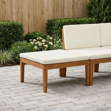 vidaXL Garden Footrest with Cushion Solid Acacia Wood Natural (1/5)