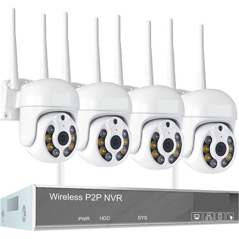 Système de caméra de sécurité à domicile H.265 3MP HD système de vidéosurveillance sans fil Audio bidirectionnel étanche PTZ WIFI IP caméra de sécurité 8CH P2P NVR Kit de Surveillance vidéo ( Size : N (1/5)