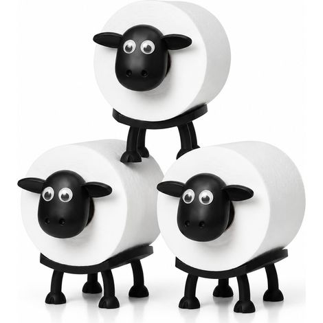 Porte Papier Toilette Mouton Noir, Support Rouleau WC Autoportant (1/5)