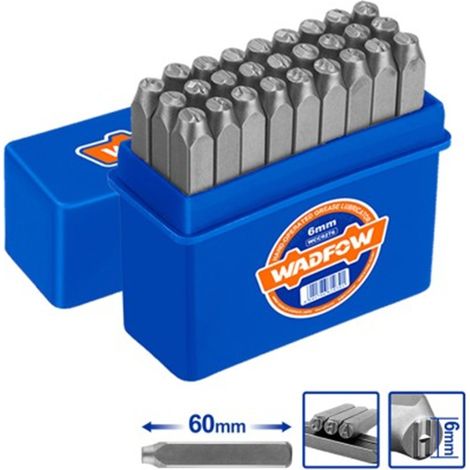 Juego de 27 cinceles marcadores abecedario 6 mm WADFOW - acero al carbono, HRC48-52°