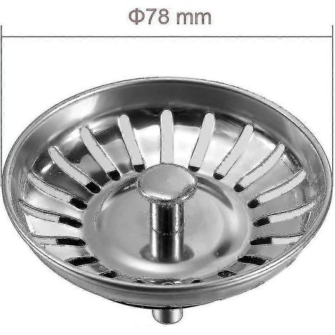 Bouchon de bonde d'évier 80 mm - Crépine à panier en acier inoxydable - Filtre d'évier