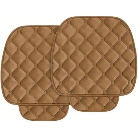 Housses de siège auto en peluche (2 pièces) - Protections universelles pour voitures, maisons, bureaux et chaises (marron) (1/4)
