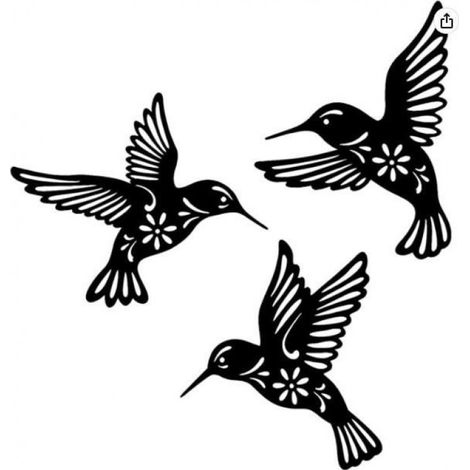 Décoration Murale Colibri Oiseau en Métal Noir, 3 Pièces 10.2in Décoration Murale en Fer Forgé Colibri (1/4)