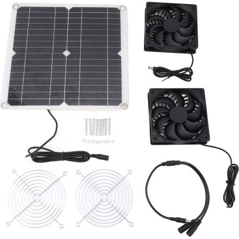 Ventilateur Solaire 12W 12V avec Double Ventilateur - Kit Énergie Solaire Haute Efficacité (1/5)