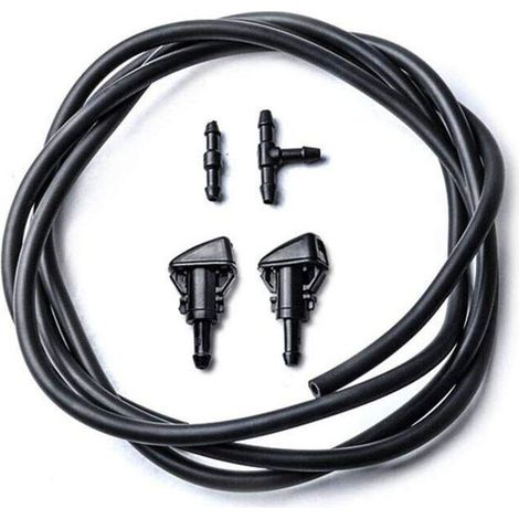 Scheibenwaschdüsen-Set für Chrysler/Dodge/Jeep/Ram, 2 Meter Schlauch mit Anschlussstück, 2-teilig, 5303833AA, Schwarz