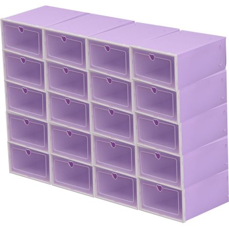 20 Boîtes à chaussures en plastique empilables Grande boîte à chaussures avec couvercle (1/5)